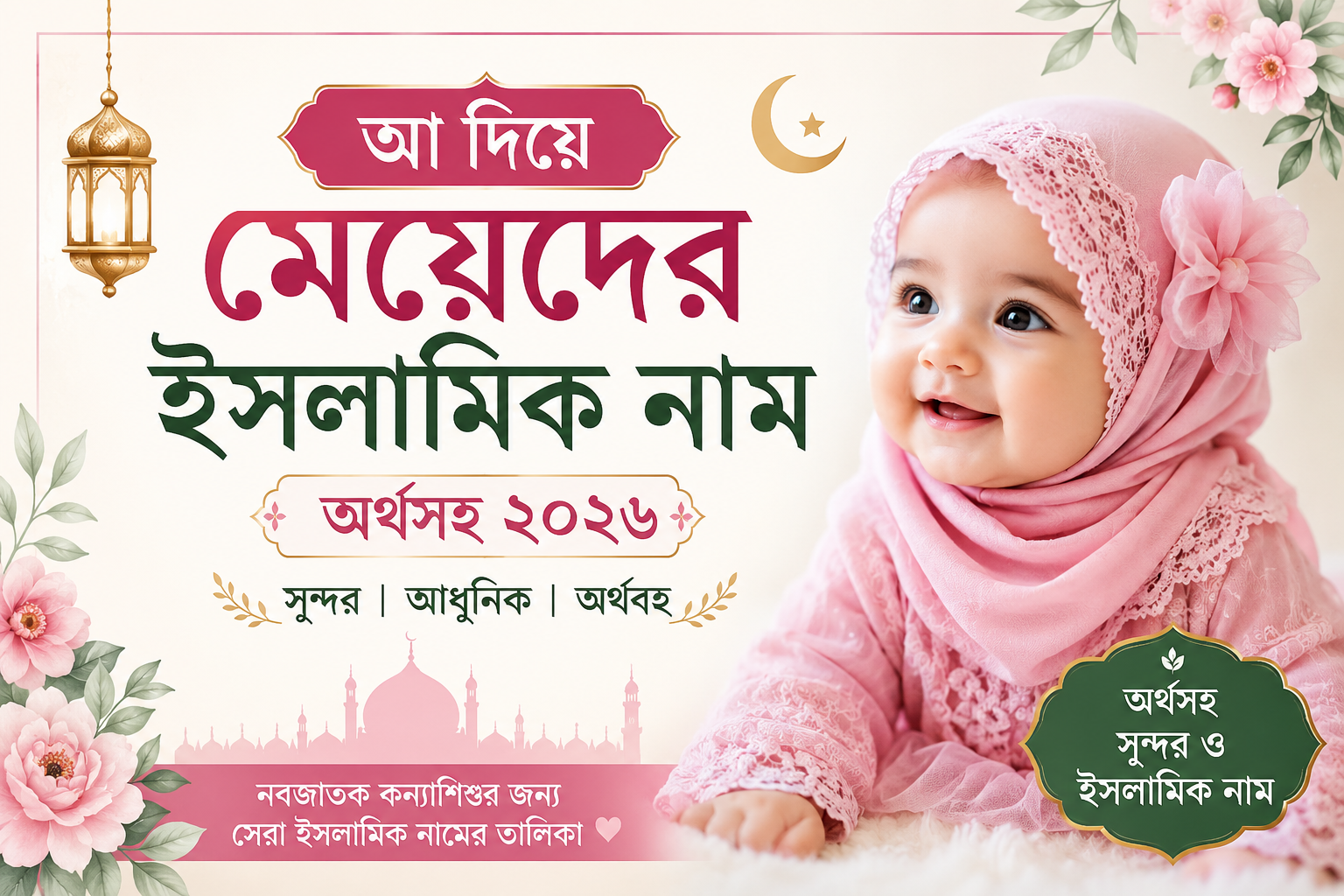 আ দিয়ে মেয়েদের ইসলামিক নাম অর্থসহ ২০২৬