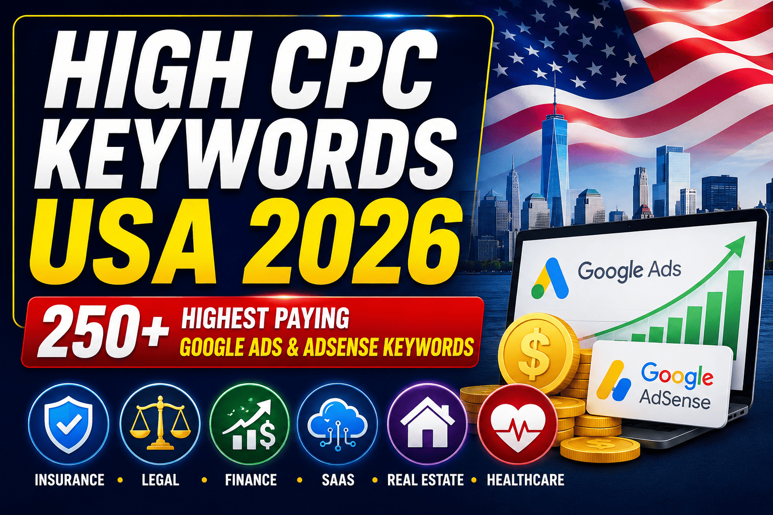 High CPC Keywords in the USA (2026): 250+ Highest Paying Google AdSense & Google Ads Keywords