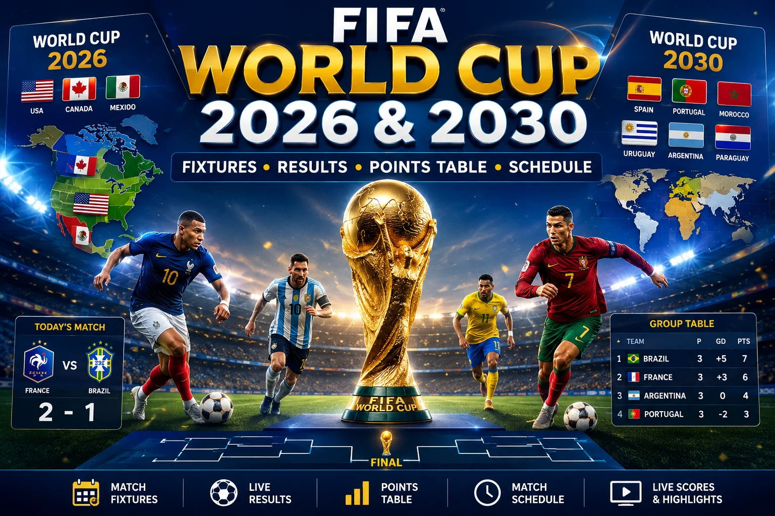 FIFA World Cup 2026 & 2030 Guide: Fixtures, Points Table, Qualifiers, Match Results & Everything Fans Need to Know