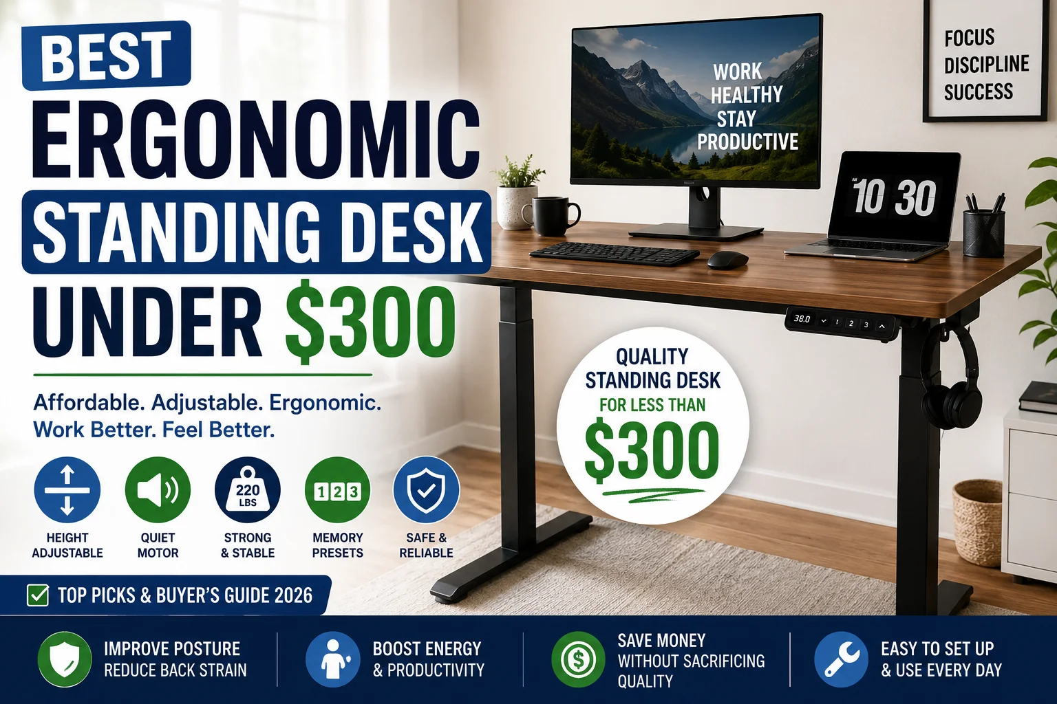 Best Ergonomic Standing Desk Under $300 in 2026