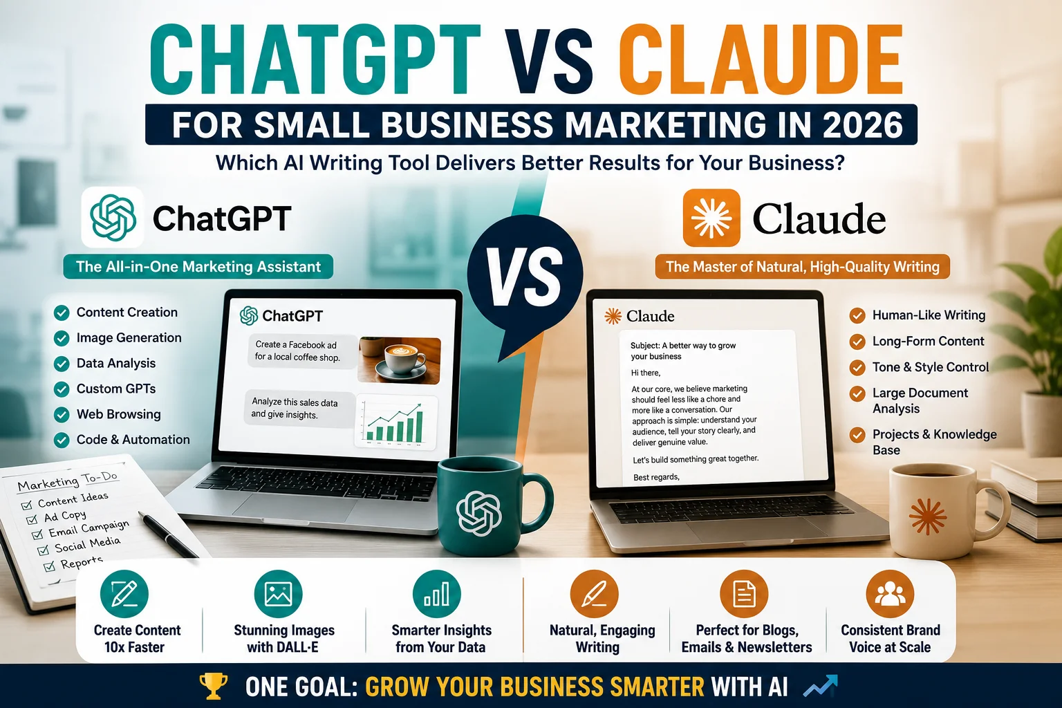 ChatGPT vs Claude for Small Business Marketing 2026